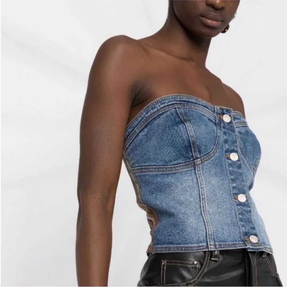 Anderson Bell Denim Bustier Crop - XS